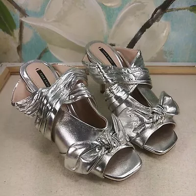 Zara Basic Women's Shoes Sandals Heel Silver Metallic Size 36/5 SKU#08299 • $43.50