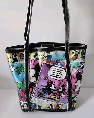 New Disney Minnie Mickey Mouse Comic Strip Handbag Purse Bag Tote Vinyl Shoulder • $16.99