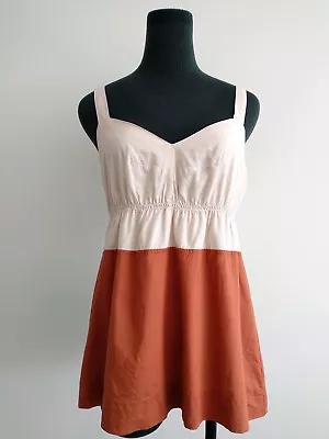 J Crew Pale Pink Rust Orange Colour Blocks Sleeveless Summer Top Size 0 AU 8 10 • $24.50