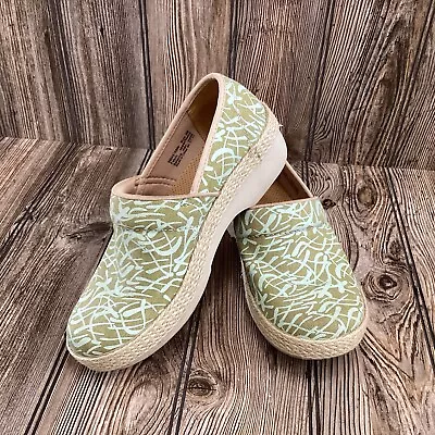 Dansko Women Green Canvas Espadrille Jute Vegan Slip On Clogs Shoes Size 38 US 8 • $44.99