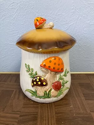 Vintage Merry Mushroom Canister~Sears And Roebuck 1976~Large 11  Cookie Jar • $46.99