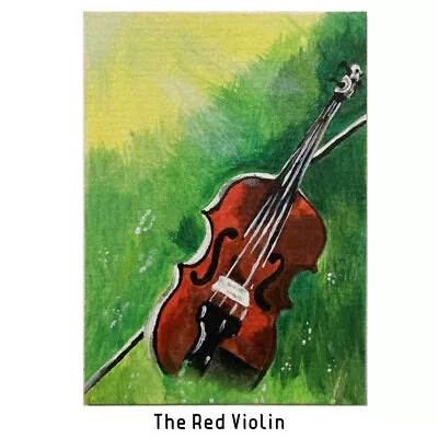 ACEO ORIGINAL PAINTING Mini Collectible Art Card Music The Red Violin Ooak • $9.99