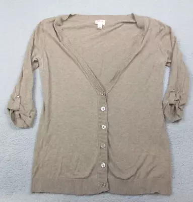 Mossimo Sweater Women's Large Cardigan 3/4 Sleeve Buttons Brown Lightweight • $9.99