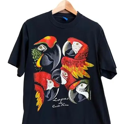 VTG Parrot Bird Graphic Art SINGLE STITCH Costa Rica Nature Animal T Shirt M • $0.23