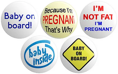 5 X Baby On Board Pregnancy BUTTON PIN BADGES 25mm 1 INCH – Pregnant Shower Mum • £2.99