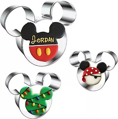 3PCS Mickey Mouse Cookie Cutters Face Shapes Themed Biscuits Molds Stainless • $15.44