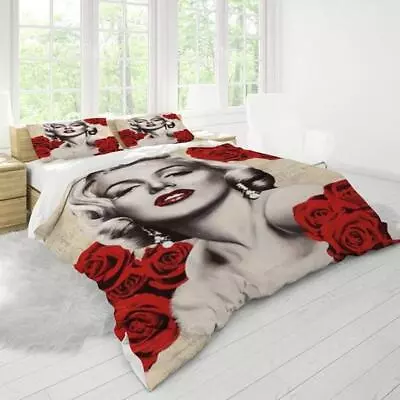 Roses Design Marilyn Monroe Quilt Duvet Cover Set Twin Kids Bedroom Decor • $54.99