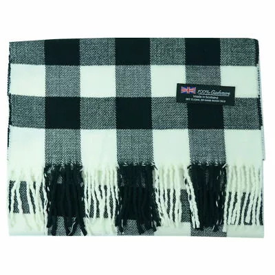 For Mens 100% CASHMERE Scarf Buffalo Square Check Plaid Tartan Made In SCOTLAND • $7.99