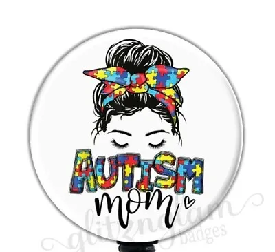 Autism Mom Retractable Badge Holder Autism Badge Reel Autism Lanyard GG5589 • $12.95