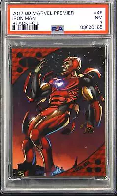 2017 Upper Deck Marvel Premier Iron Man 49 Black Foil 1/5 SP SSP PSA 7 • $500