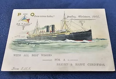 P&O Shipping Postcard Bombay 1905 S S Arabia • £6