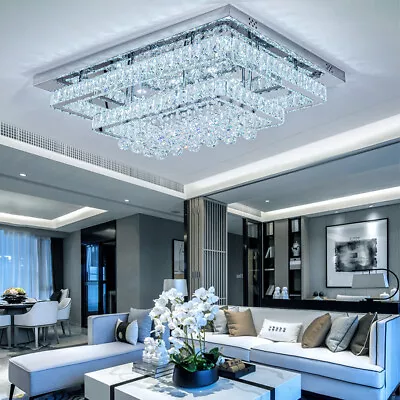 Modern LED Ceiling Lights Crystal Chandelier Living Room Bedroom Pendant Lamp UK • £119.99