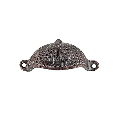 Shell Cup Bin Drawer Pull Cabinet Handle Cast Iron Antique Style With Screws • $7.95