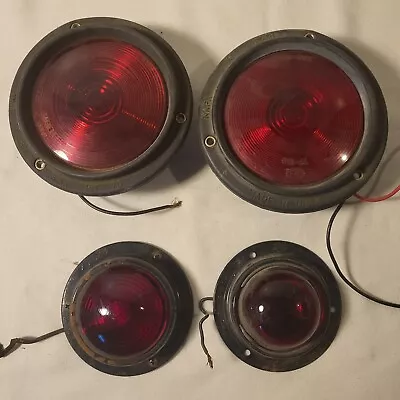 Vtg Stratolite 4  Round Taillights 2 Do Ray 1240 & KD 523 Glass Lens USA Made • $69.99