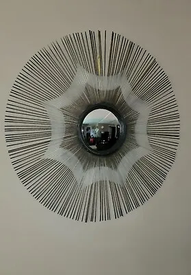 French Mid Century Hollywood Regency Starburst Sunburst Convex Mirror Wall Art • $895.45