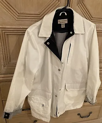 Ladies Mulberry Street Jacket Womens Medium White And Blue Trim Full Zip Coat • $12