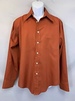 VTG Manhattan 70s Disco Era Big Collar Dress Shirt Rust  Sz 16 35 • $11.99