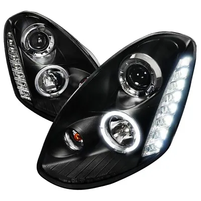 FIT: 05-06 Infiniti G35 Sedan Projector Headlights W/Halo LED DRL Black • $242