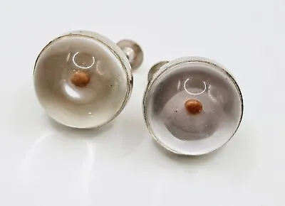 Signed Coro Lucite Mustard Seed Authentic Vintage Screw-Back Earrings E35 • $16