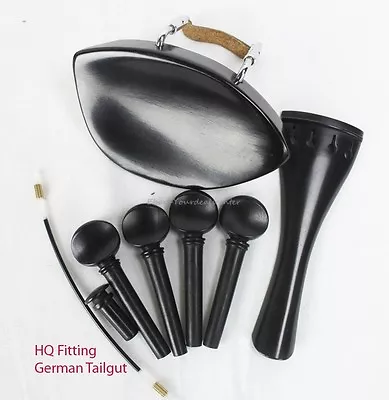 YDC Violin Ebony Fitting 8 Piece Set ------German Tailgut ----Kaufman Chinrest • $28.95