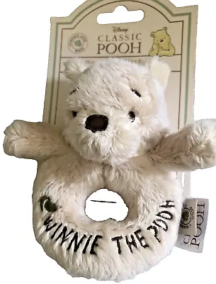 Disney Winnie The Pooh Baby Ring Rattle/Suitable From Birth/Soft Toy • £9.90