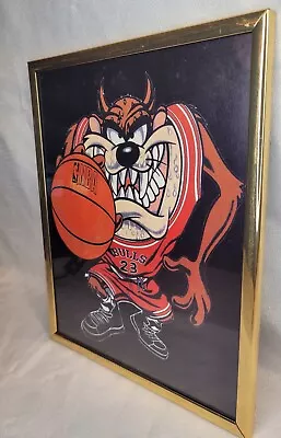 90s Tasmanian Devil TAZ Chicago Bulls 23 Jordan NBA Basketball Framed Art 8 X 10 • $39.99