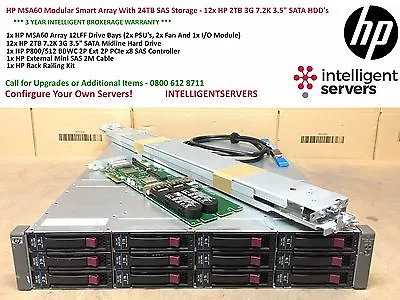 £1995 • Buy HP MSA60 Modular Smart Array With 24TB Storage 12x HP 2TB 7.2K 3G 3.5  SATA HDD