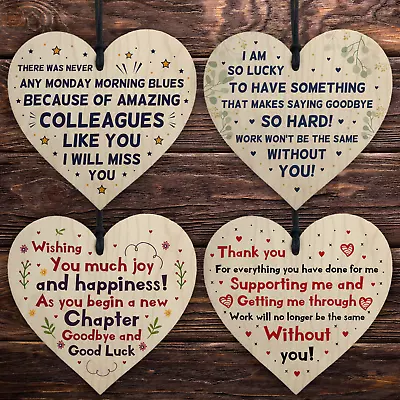 Colleague Leaving Gifts Novelty Wooden Hearts Good Bye Leaving Thank You Gifts • £3.99