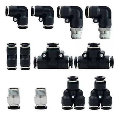 Pneumatic 5/16 OD Push To Connect Fittings Kit Air Line Quick Fittings 2 PL+2... • $23.20