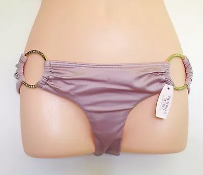 NWT Victoria's Secret Goldtone VS Logo Cheeky Hipkini Bikini Bottom XSmall (F37) • $25