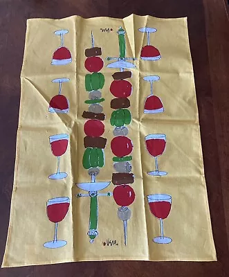 FABULOUS Vintage VERA Tea Towel W/ SHISH KABOB Design ~ NWOT • $29.99