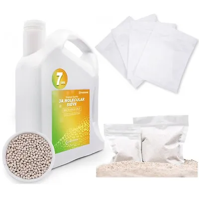 $41.98 • Buy 7LBS 3A Molecular Sieve Desiccant With 8pcs Resealable Nonwoven Zip Bags