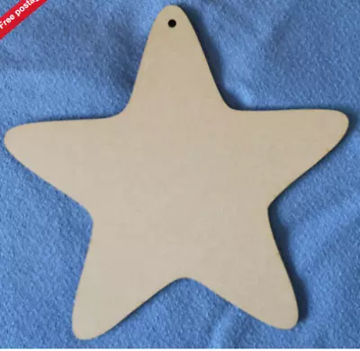 £2.50 • Buy 20cm And 25cm Wooden MDF Stars Craft Shapes  X 3mm Thick With One Hanging Hole
