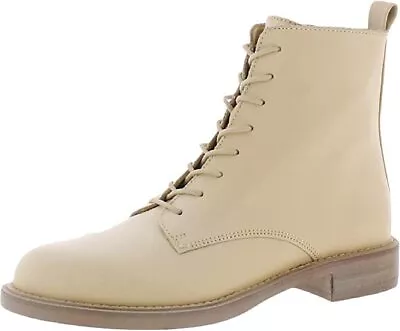 Sam Edelman Nina Eggshell Block Heel Closed Toe Lace Up Side Zipper Ankle Boots • $49.95