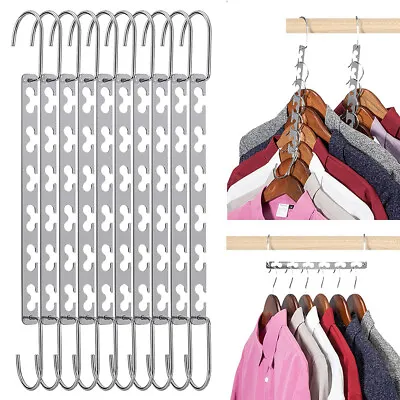 $5.99 • Buy Clothes Hanger Space Saving Hook Folding Wardrobe Multipurpose Rack Coat Pants