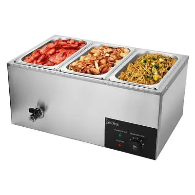 22QT Commercial Food Warmer Full Pan Electric Steam Table Stainless Steel Bain • $80.99