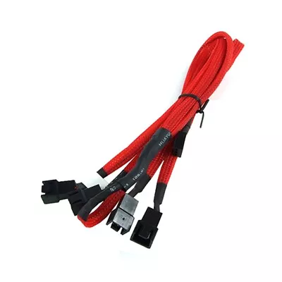 Phobya Y-Cable 3-Pin To 4x 3-Pin 60cm Sleeved UV Red • $8.50