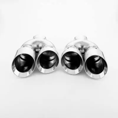 Pair Quad Staggered Dual Wall 4  Out Exhaust Tips 3  Inlet Stainless Steel Slant • $236.97