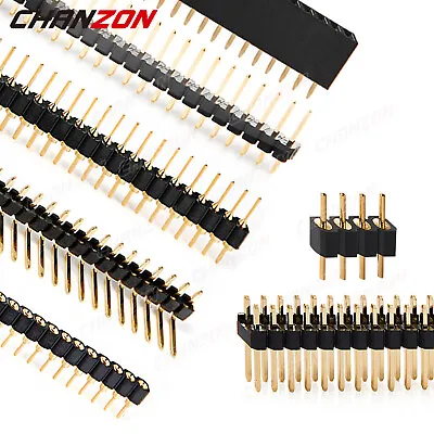 Male Female 2.54mm Pitch 40 Pin Headers Single Double Row Gold Plated Connector • $4.99