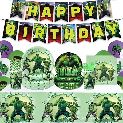 Hulk Marvel Collection Birthday Party Tableware Paper Plate Tablecloth Napkins • £5.40