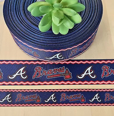 7/8 & 1.5  (1 YD) Atlanta Braves Grosgrain Ribbon Baseball Cheer Bow Lanyard • $1.40