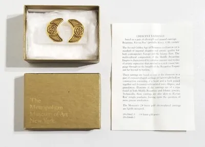 Vintage MMA Metropolitan Museum Of Art Gold Crescent Clip On Earrings ☆ New ☆ • $74.79