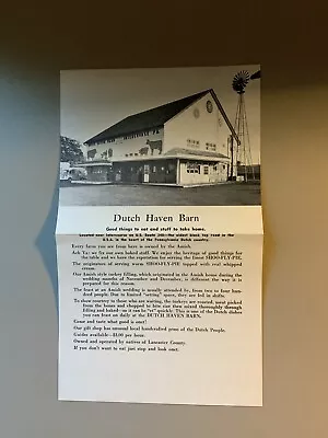 Dutch Haven Barn Near Intercourse On US Route 340 Pennsylvania Vintage Flier • $9.95