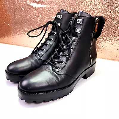 Michael Kors Women's Rosario Ankle Combat Moto Boots Shoes Size 9M Black Leather • $79.99