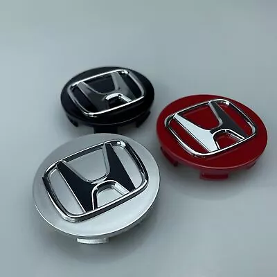 4x Alloy Silver Red Black Wheel Centre Caps 69mm For Honda Accord Crv Civic Type • £6.99