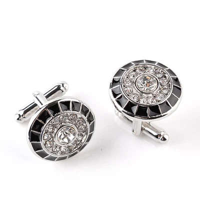 £4.58 • Buy  2pcs Men Diamante Cufflinks High-end Business-style Cuffs White Shirt