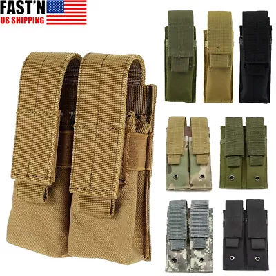 Tactical MOLLE 9mm Magazine Pouch Single/Double Stack Pistol Mag Bag Holder Case • $5.89