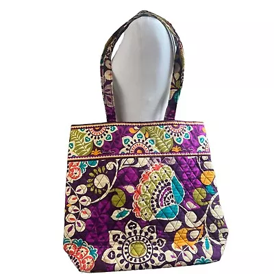 Vera Bradley Plum Crazy Womens Shoulder Bag Tote Bag Purple Colorful Purse • $14