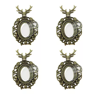 Pack Of 2pcs Bronze Alloy Elk Moose Blank Bezel Tray Glass Cab Accessories Craft • $2.37