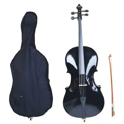 New 4/4 Size Professional Basswood Black Color Cello +Bag+Bow+Rosin+Bridge • $164.89